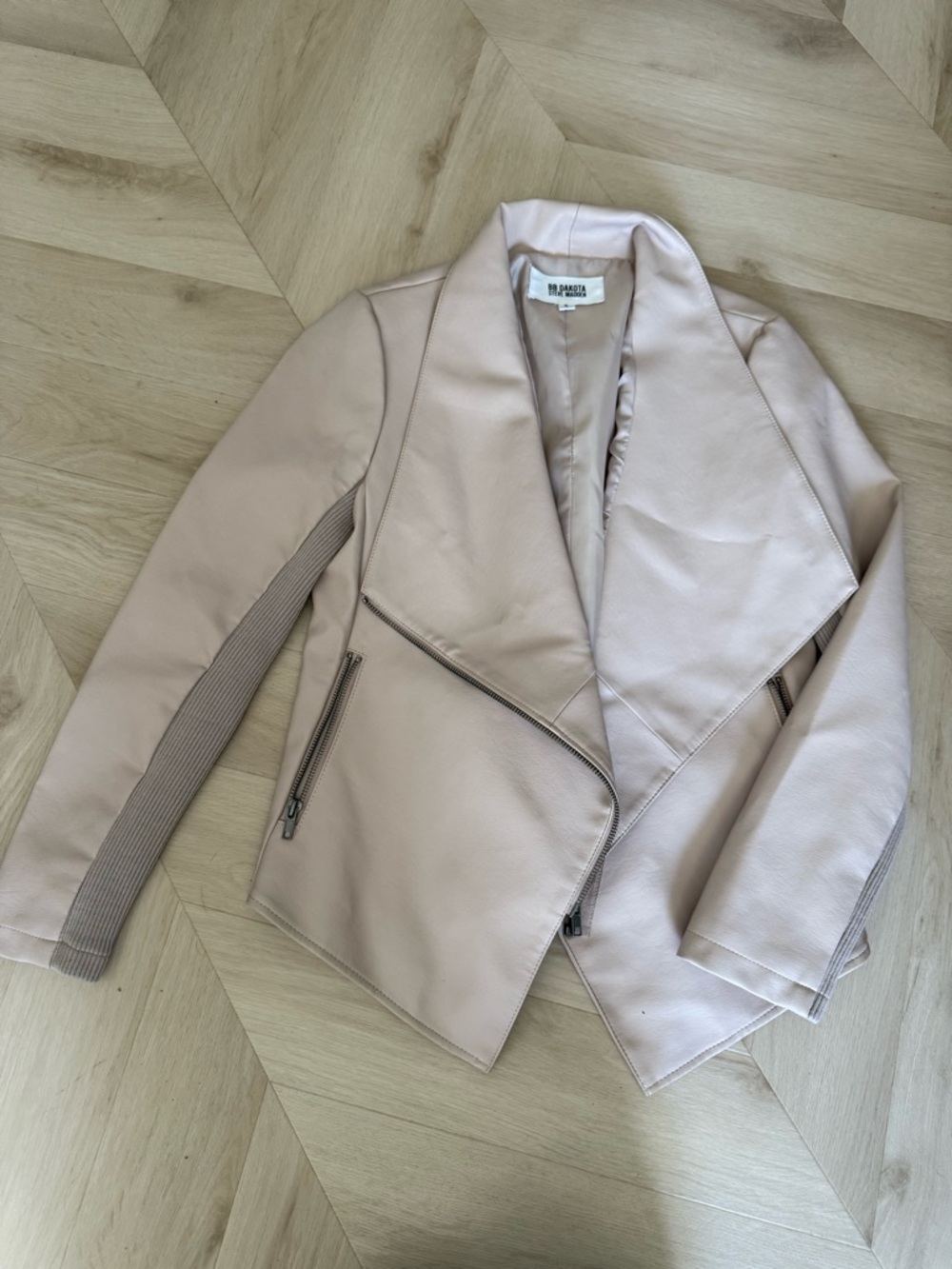 Steve Madden Blush Pink Asymmetrical Faux Leather Moto Jacket